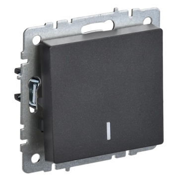 Выключатель встраиваемый одноклавишный с подсветкой IEK BRITE BR-V10-1-10-K02 ВС10-1-1-БрЧ черный