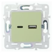 Розетка встраиваемая USB IEK SKANDY A+C 18Вт SK-U22-018-K06 SK-R13G мятный