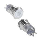 Кнопка М16 ON-ON LAS2GQF-11ZET/w/N 3А/250V 5c IP65 с зеленой подсветкой с фиксацией