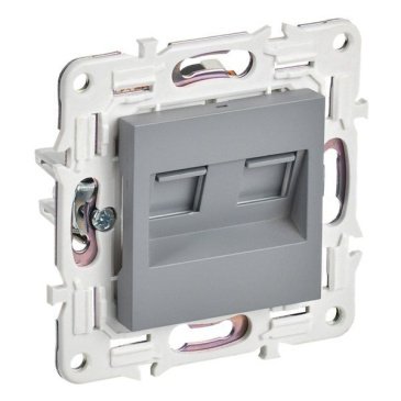 Розетка встраиваемая компьютерная двойная IEK SKANDY SK-K20-2-K03 SK-K04Gr RJ45 кат.6 серый