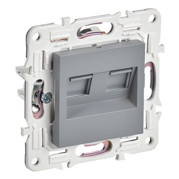 Розетка встраиваемая компьютерная двойная IEK SKANDY SK-K20-2-K03 SK-K04Gr RJ45 кат.6 серый