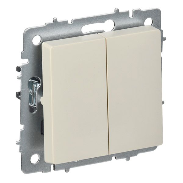 Выключатель встраиваемый двухклавишный перекрестный IEK BRITE BR-V23-0-10-K10 ВС10-2-3-БрКр бежевый