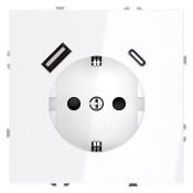 Розетка встраиваемая VOLTUM S70 с заземлением и защитными шторками 16А с USB A+С белый глянцевый