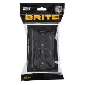 Штепсельная розетка встраиваемая двойная IEK BRITE 16А BR-R27-16-K02-F РСПл12-3-БрЧ с з/к без з/ш в сборе плоская черный