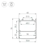 алюминиевый профиль S-LUX LINE-6070-2000 ANOD BLACK 046402