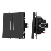 Выключатель встраиваемый двухклавишный непроходной Arlight 054264 SWT-NOBE-MK02-SFPL-L-BK черный