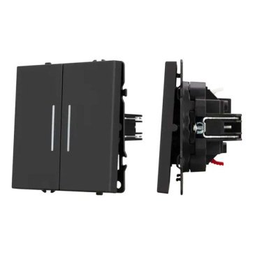 Выключатель встраиваемый двухклавишный непроходной Arlight 054264 SWT-NOBE-MK02-SFPL-L-BK черный