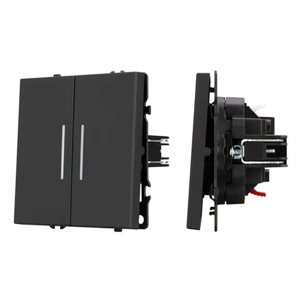 Выключатель встраиваемый двухклавишный непроходной Arlight 054264 SWT-NOBE-MK02-SFPL-L-BK черный