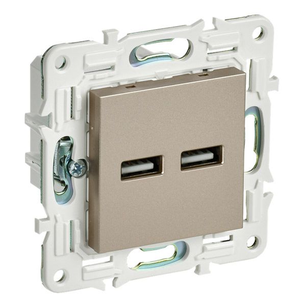 Розетка встраиваемая USB IEK SKANDY A+A 3,1А SK-U21-D31-K37 SK-R15Sh шампань