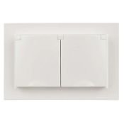 Штепсельная розетка встраиваемая двойная IEK BRITE 16А BR-R26-16-44-K36-F РСбш12-3-44-БрЖ с крышкой в сборе жемчуг IP44