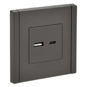 Розетка встраиваемая USB IEK FORTE&PIANO A+C 18Вт FP-U22-018-K03 FP351 серый