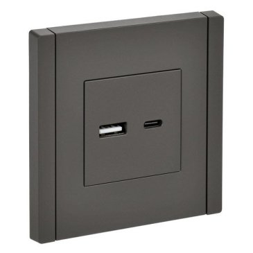 Розетка встраиваемая USB IEK FORTE&PIANO A+C 18Вт FP-U22-018-K03 FP351 серый