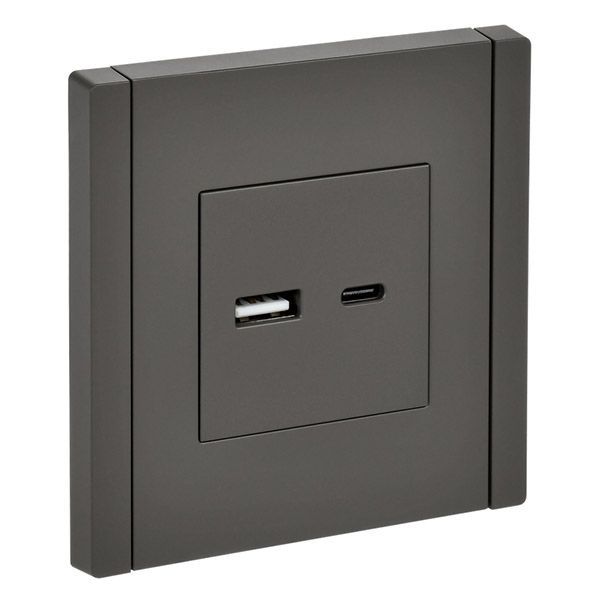 Розетка встраиваемая USB IEK FORTE&PIANO A+C 18Вт FP-U22-018-K03 FP351 серый