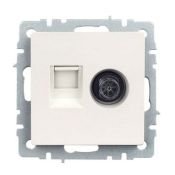 Розетка встраиваемая комбинированная IEK BRITE BR-AK20-1-K36 РТВ/РК12-БрЖ TV+RJ45 кат.5E жемчуг