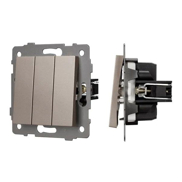 Выключатель встраиваемый трехклавишный непроходной Arlight 049899 SWT-MK03-PL-GD-V золото