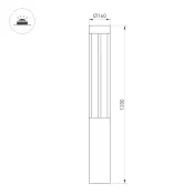 светильник 20W MIX 047686 LGD-CASTELLO-BOLL-H1200 Warm3500-MIX 80 deg 220V IP65 прямоугольный стационарный серый