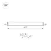 светильник  14W Белый дневной 052668 ALT-TUBULAR-MOTION-600  220V IP65 с датчиком движения линейный накладной белый