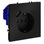 Розетка встраиваемая VOLTUM S70 с заземлением и защитными шторками 16А с USB A+С черный матовый