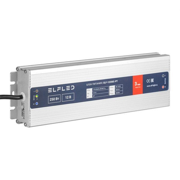 Блок питания (AC-DC) 12V 250W ELF-12250C-PT герм. металл IP67