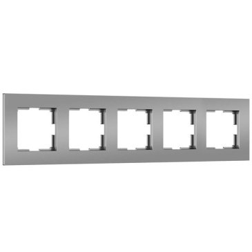 Рамка пластик 5 постов WERKEL Slab W0052965 серебро софт