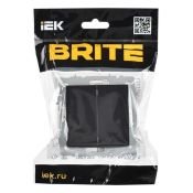 Выключатель встраиваемый двухклавишный перекрестный IEK BRITE BR-V23-0-10-K02 ВС10-2-3-БрЧ черный