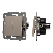 Выключатель встраиваемый двухклавишный непроходной Arlight 049890 SWT-MK02-PL-GD-V светлое золото