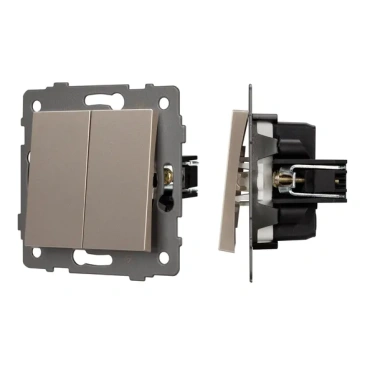 Выключатель встраиваемый двухклавишный непроходной Arlight 049890 SWT-MK02-PL-GD-V светлое золото