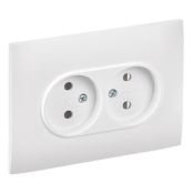 Штепсельная розетка встраиваемая двойная IEK SKANDY 10А SK-R20-10-K01-F SK-R10W без з/к без шторок в сборе арктический белый