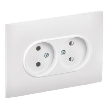 Штепсельная розетка встраиваемая двойная IEK SKANDY 10А SK-R20-10-K01-F SK-R10W без з/к без шторок в сборе арктический белый
