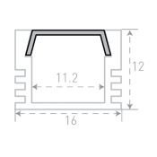 комплект профиля с экраном SF-1612-BL BLACK П-образный накладной ANOD 00-00020194 черный