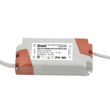 блок питания токовый (AC-DC)  600mA 42W UL-00006035 UED-ULP-42W/ Y EFFECTIVE EFFECTIVE IP40 пластик