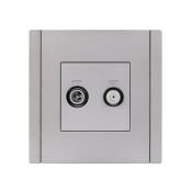 ТВ-розетка встраиваемая TV+SAT IEK FORTE&PIANO FP538 сталь FP-AF20-O-K46
