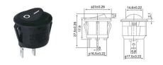 Переключатель  RWB-216/ KCD1-101, off-on,  6.А, 250V чёрный круглый