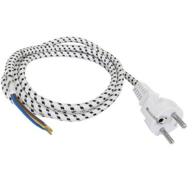 Кабель сетевой (3х0.75) 1.8м вил.тканевая оболочка белый YSCZ IEC 60320