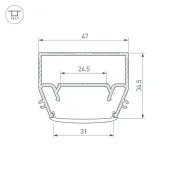 Накладной алюминиевый профиль STRETCH-S-35-CEIL-CENTER-2000 (GAMMA35) 040699