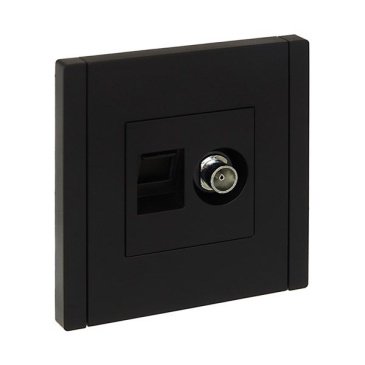 ТВ-розетка встраиваемая TV+RJ45 IEK FORTE&PIANO кат.5E FP136 черный FP-AK20-1-K02