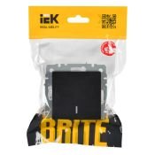Выключатель встраиваемый одноклавишный проходной с подсветкой IEK BRITE BR-V12-1-10-K02 ВС10-1-7-БрЧ черный