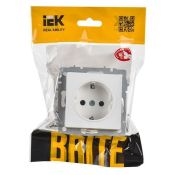 Штепсельная розетка встраиваемая IEK BRITE 16А BR-R11-16-K91 РС11-1-0-БрАБ с з/к без з/ш арктический белый