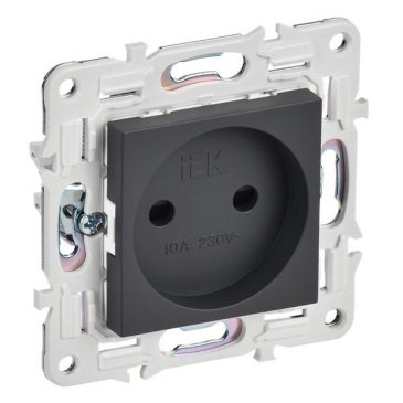 Штепсельная розетка встраиваемая IEK SKANDY 10А SK-R13-10-K48 SK-R01T без з/к с з/ш титан