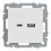 Розетка встраиваемая USB IEK BRITE A+C 18Вт BR-U22-018-K91 РЮ11-1-БрАБ арктический белый