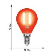 лампа декоративная шар  G45 Красный 5.0W UL-00002985 LED-G45-5W/RED/E14 GLA02RD