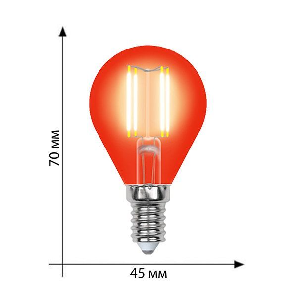 лампа декоративная шар  G45 Красный 5.0W UL-00002985 LED-G45-5W/RED/E14 GLA02RD лампа декоративная шар  G45 Красный 5.0W UL-00002985 LED-G45-5W/RED/E14 GLA02RD