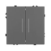 Выключатель встраиваемый двухклавишный проходной 054269 SWT-NOBE-MKP2-SFPL-L-GR с подсветкой серый