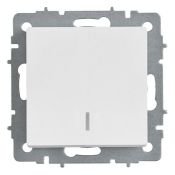 Выключатель встраиваемый одноклавишный проходной с подсветкой IEK BRITE BR-V12-1-10-K91 ВС10-1-7-БрАБ арктический белый