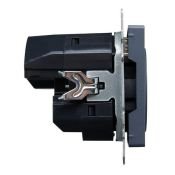 Штепсельная розетка встраиваемая IEK BRITE 16А BR-R14-16-U21-D31-K35 РЮш10-2-БрМ с з/к и шторками с USB A+A 3,1А маренго