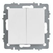 Выключатель встраиваемый двухклавишный проходной IEK BRITE BR-V22-0-10-K91 ВС10-2-6-БрАБ арктический белый