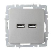 Розетка встраиваемая USB IEK BRITE A+A 3,1А BR-U21-D31-K46 РЮ10-1-БрС сталь