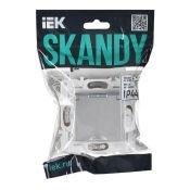 Штепсельная розетка встраиваемая IEK SKANDY 16А SK-R16-16-44-K23 SK-R11S с з/к без з/ш и крышкой серебряный IP44
