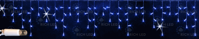гирлянда БАХРОМА  8W Синий, Rich LED RL-i3*0.5F-RW/B,  белый резиновый провод 3x0.5 м., соединяемая, 220V, 112 Led, IP65, мерцание