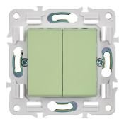 Выключатель встраиваемый двухклавишный перекрестный IEK SKANDY SK-V23-0-10-K06 SK-V06G мятный